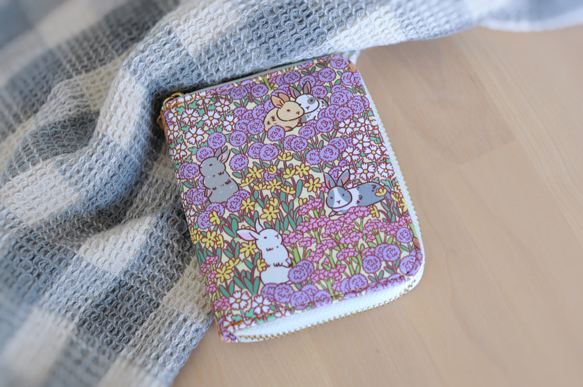 Bunny Pattern Zipper Wallet featuring Noristudio Bunny