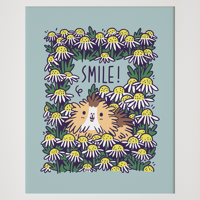 Daisy with Guinea pig art print by Noristudio