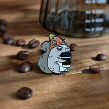 Coffee Addict Squirrel Enamel Pin, Fall Edition