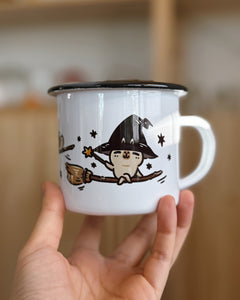 Bubu and Moonch Enamel Camp Mug - "Witches' Brooms"
