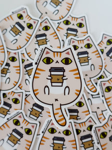 cream tabby cat vinyl sticker by Noristudio