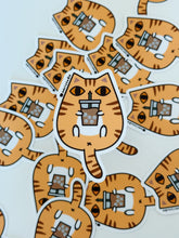 Orange Tabby Cat with Iced Coffee Vinyl Sticker by Noristudio
