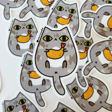 muted tortoiseshell cat with Shrimp Tempura Vinyl Sticker by Noristudio
