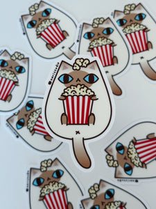 Cinnamon Point Siamese Cat with Popcorn Vinyl Sticker