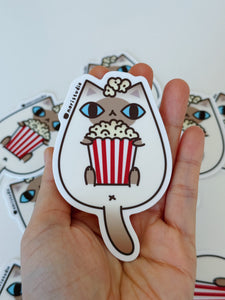 Cinnamon Point Siamese Cat with Popcorn Vinyl Sticker