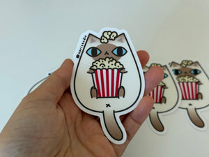 Cinnamon Point Siamese Cat with Popcorn Vinyl Sticker