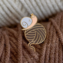 Josh the Snail with Yarn Ball Enamel Pin, 2026 New Colors, Baby Blue and Brown