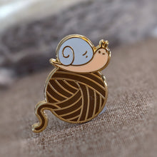 Josh the Snail with Yarn Ball Enamel Pin, 2026 New Colors, Baby Blue and Brown