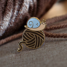 Josh the Snail with Yarn Ball Enamel Pin, 2026 New Colors, Baby Blue and Brown