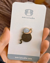 Josh the Snail with Yarn Ball Enamel Pin, 2026 New Colors, Baby Blue and Brown