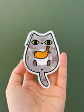 Muted Tortie Cat with Shrimp Tempura Vinyl Sticker by Noristudio