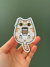 Cream Buff Tabby Cat with Coffee Vinyl Sticker by Noristudio 