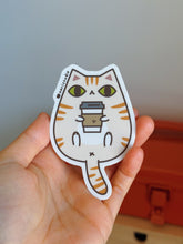 Cream Buff Tabby Cat with Coffee Vinyl Sticker