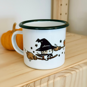 Bubu and Moonch Enamel Camp Mug - "Witches' Brooms"
