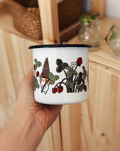 Bubu and Moonch Enamel Camp Mug - "Strawberry Season"