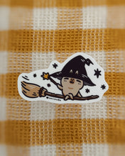 Bubu and Moonch Capybara Witch Riding a Magic Broom Vinyl Sticker