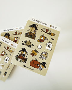 Bubu and Moonch spooky season Halloween sticker sheet by Noristudio 