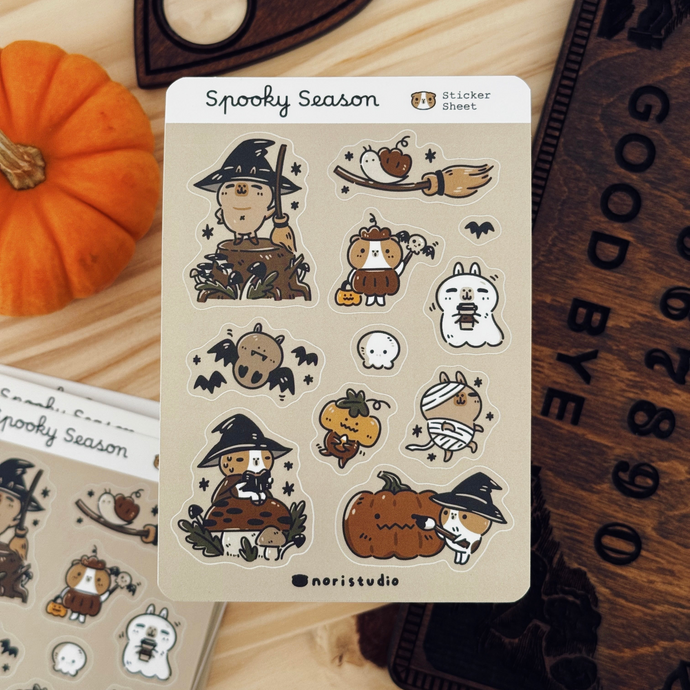 Bubu and Moonch spooky season Halloween sticker sheet by Noristudio 