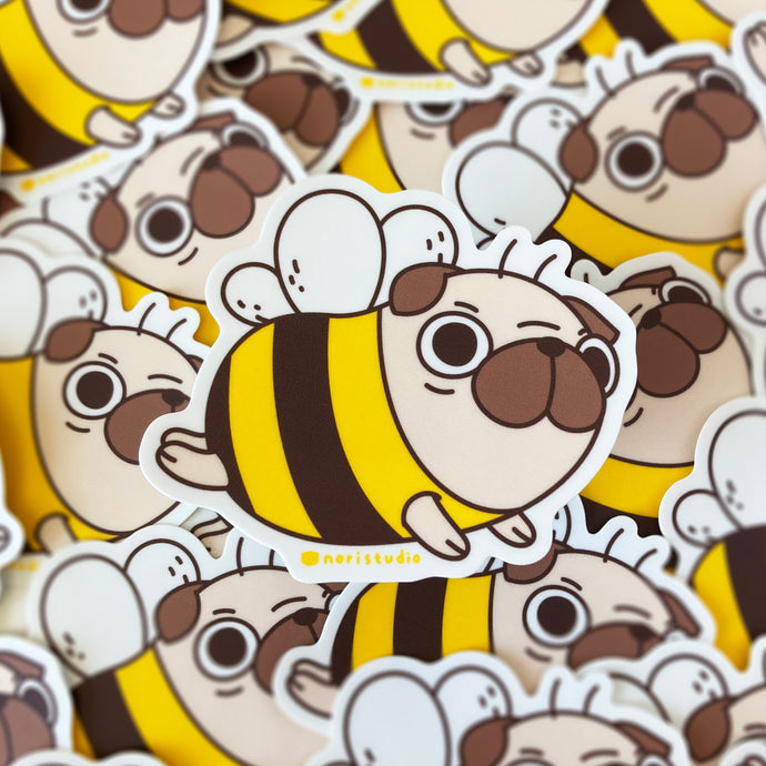 pug bee sticker by Noristudio