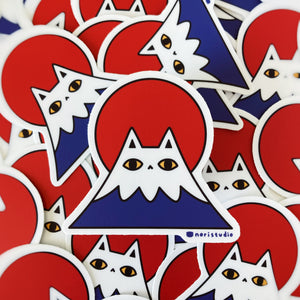 Mount Fuji cat sticker by Noristudio