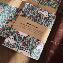 Handmade Notebook / Travelers Notebook Inserts, Teddy Guinea pigs and Tulips