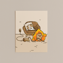 Bubu and Moonch Collection Art Print "Lazy Roommate", A2