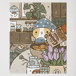 Bubu and Moonch Collection Art Print "Mini Croissant Cereal", 8" x 10"