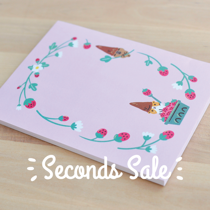 B Grade Bubu and Moonch Strawberry Season Notepad, 4 ⅛