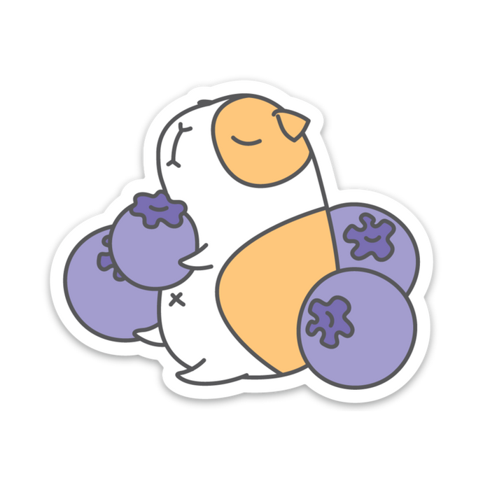 G-U-I-N-E-A Pig with Blueberries Vinyl Sticker
