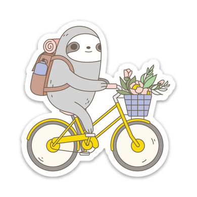 Biking Sloth Vinyl Sticker