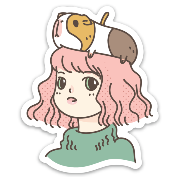 Guinea Pig Lady Vinyl Sticker