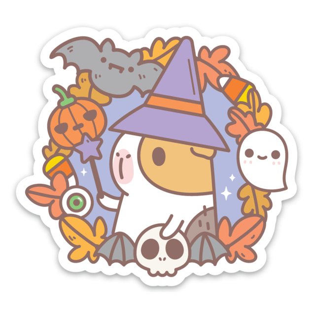 Bubu the Guinea Pig Witchy Halloween Wreath Vinyl Sticker by Noristudio