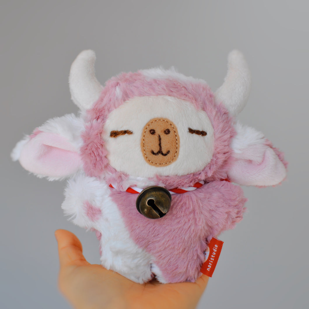 Handmade strawberry cow capybara plushie by Noristudio
