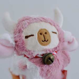 Handmade strawberry cow capybara plushie by Noristudio