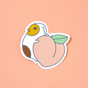 Guinea pig and peach vinyl sticker by Noristudio  
