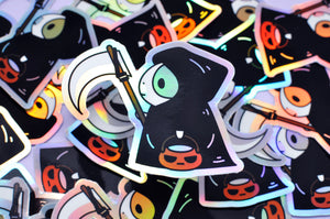 Bubu Halloween Grim Reaper Holographic Vinyl Sticker