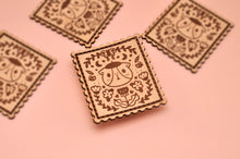 Bubu and Flowers Stamp Shape Laser Cut Leather Patch, Sew On Patch