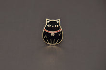 Gold plated black fortune cat hard enamel pin by Noristudio 