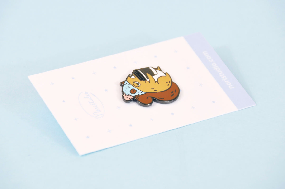 Coffee Addict Squirrel Enamel Pin, Blue – Noristudio