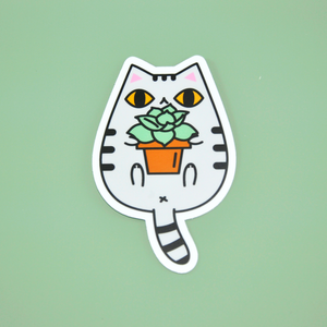 gray tabby cat vinyl sticker by Noristudio 