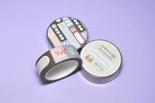 Bubu and Moonch Label Washi Tape for Planner, Pink, Olive and Sage Blue