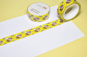 pug bee washi tape pug washi tape by Noristudio pug planner supplies, pug sticker, pug stationery 