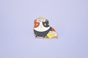 Guinea Pig With Flowers Enamel Pin