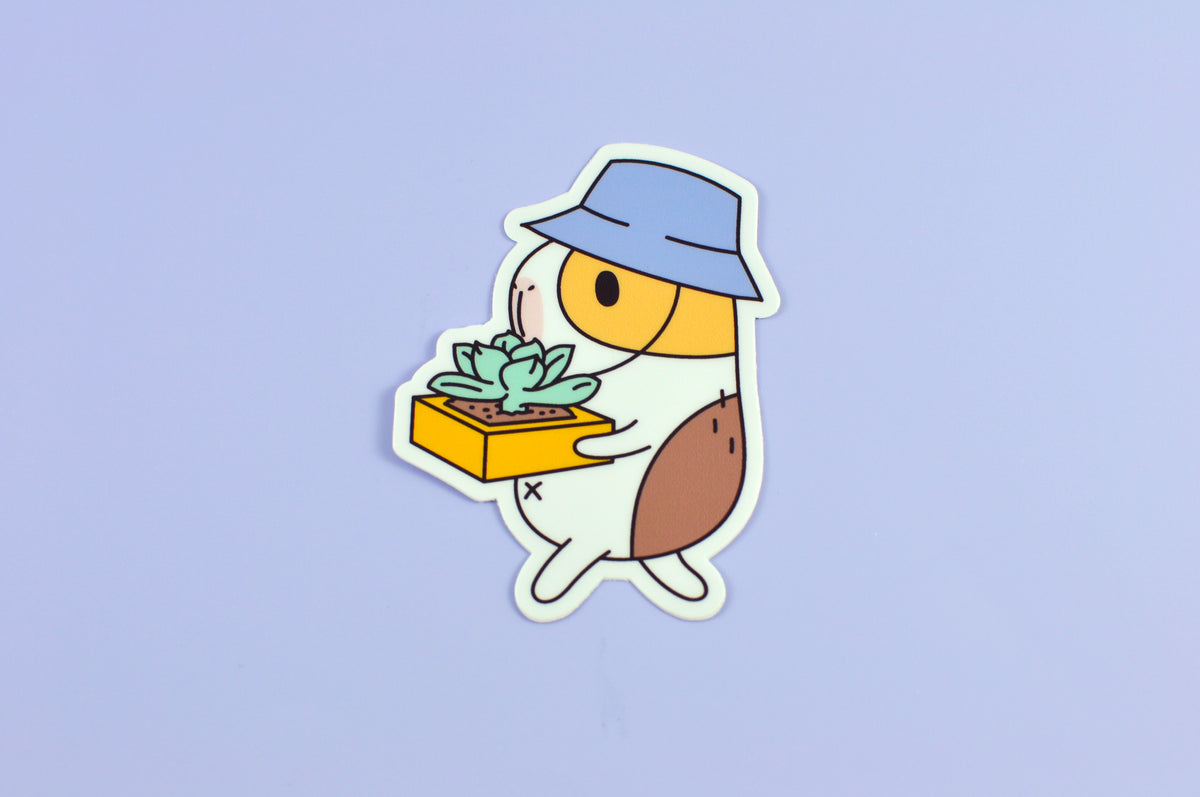 Bubu the Guinea Pig Succulent Gardener Vinyl Sticker | – Noristudio