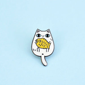 white cat enamel pin by Noristudio