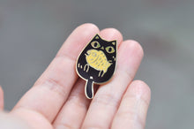 cute black cat enamel pin by Noristudio