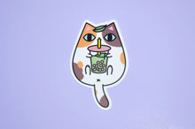 Calico Cat Vinyl Sticker by Noristudio, bubble tea cat sticker 