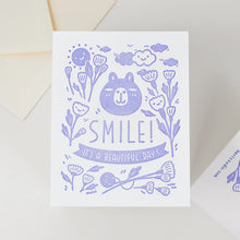 A2 Letterpress Greeting Card, Bubu and Moonch, Smile! It's a beautiful day!