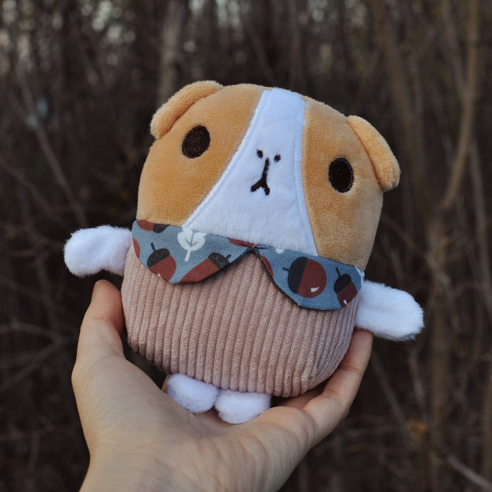 Chibi 003,  Basic Bubu with Dusk Pink Onesie and Sage Blue Acorn Collars, OOAK