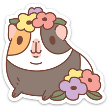 Guinea Pig and Flowers Vinyl Sticker